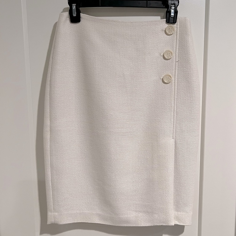 Ann Taylor Cream Pencil Skirt with Button Detail - NWT